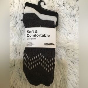 Sonoma Goods for life soft & comfortable crew socks 3 pair fits 9-11